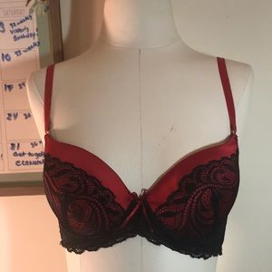 Rene Rofe Black and Red Lace Bra